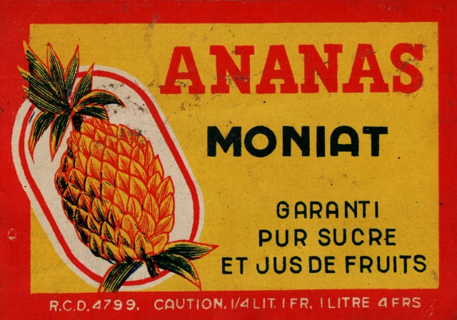 Etiquette limonade Moniat goût ananas